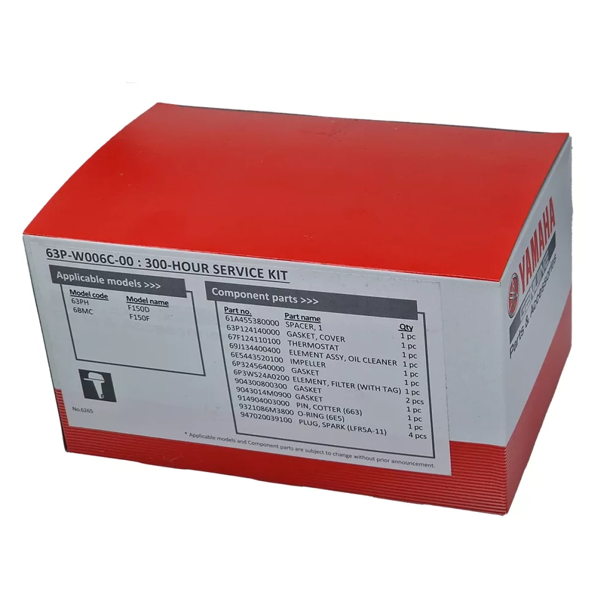 63PW006C0000, 63PW006C00, 63P-W006C-00-00, 63P-W006C-00, Zestaw serwisowy Yamaha 300 mh, Zestaw serwisowy do silników zaburtowych YAMAHA F150D F150F - 300 motogodzin