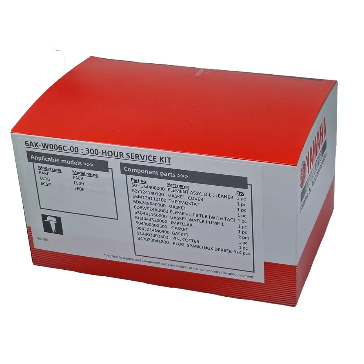 6AKW006C0000, 6AKW006C00, 6AK-W006C-00-00, 6AK-W006C-00, Zestaw serwisowy Yamaha 300 mh, Zestaw serwisowy do silników zaburtowych YAMAHA F40H F50H F60F - 300 motogodzin
