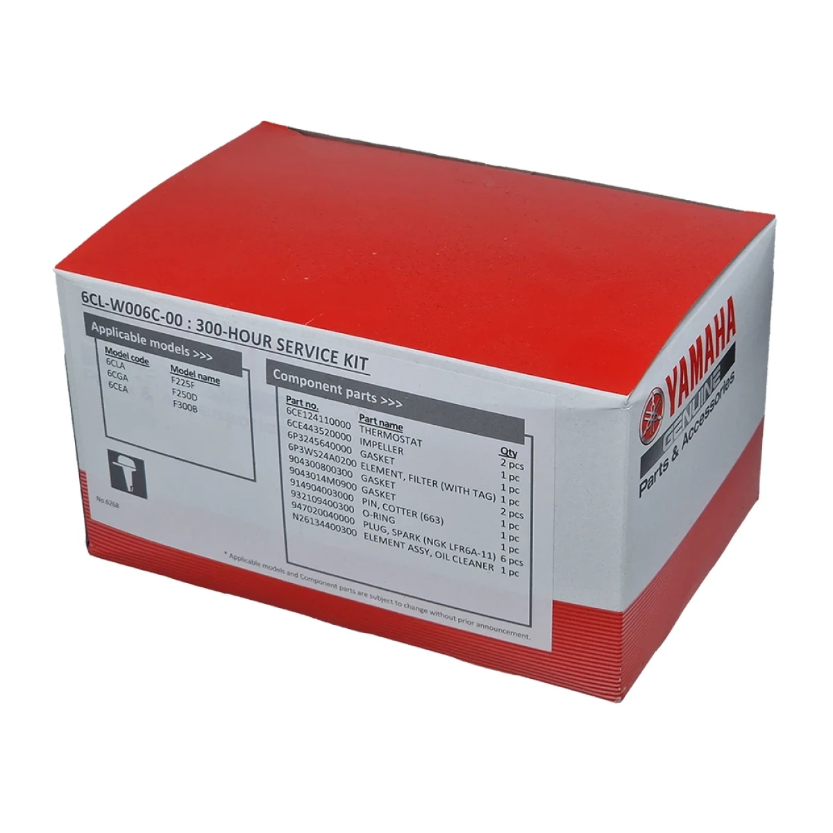6CLW006C0000, 6CLW006C00, 6CL-W006C-00-00, 6CL-W006C-00, Zestaw serwisowy Yamaha 300 mh, Zestaw serwisowy do silników zaburtowych YAMAHA F225F F250D F300B F225N F250N F300N - 300 motogodzin