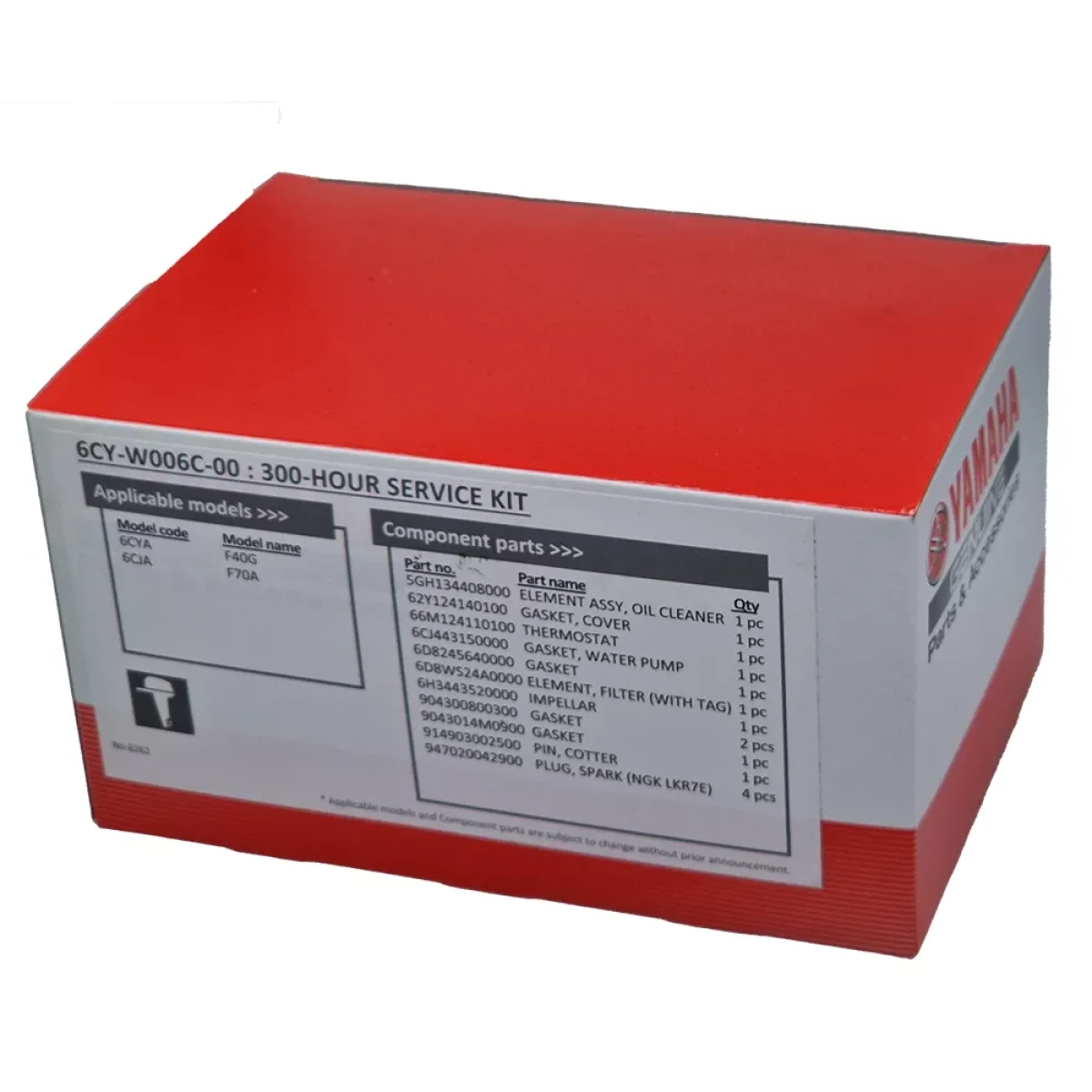 6CYW006C0000, 6CYW006C00, 6CY-W006C-00-00, 6CY-W006C-00, Zestaw serwisowy Yamaha 300 mh, Zestaw serwisowy do silników zaburtowych YAMAHA F40G F70A F70B - 300 motogodzin