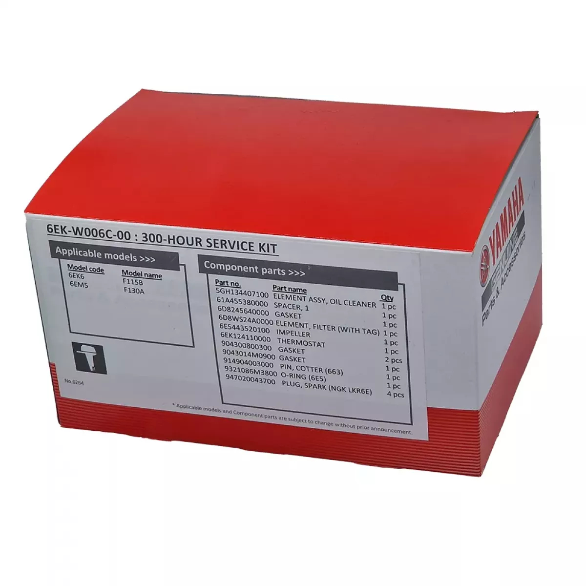 6EKW006C0000, 6EKW006C00, 6EK-W006C-00-00, 6EK-W006C-00, Zestaw serwisowy Yamaha 300 mh, Zestaw serwisowy do silników zaburtowych YAMAHA F115B F130A - 300 motogodzin