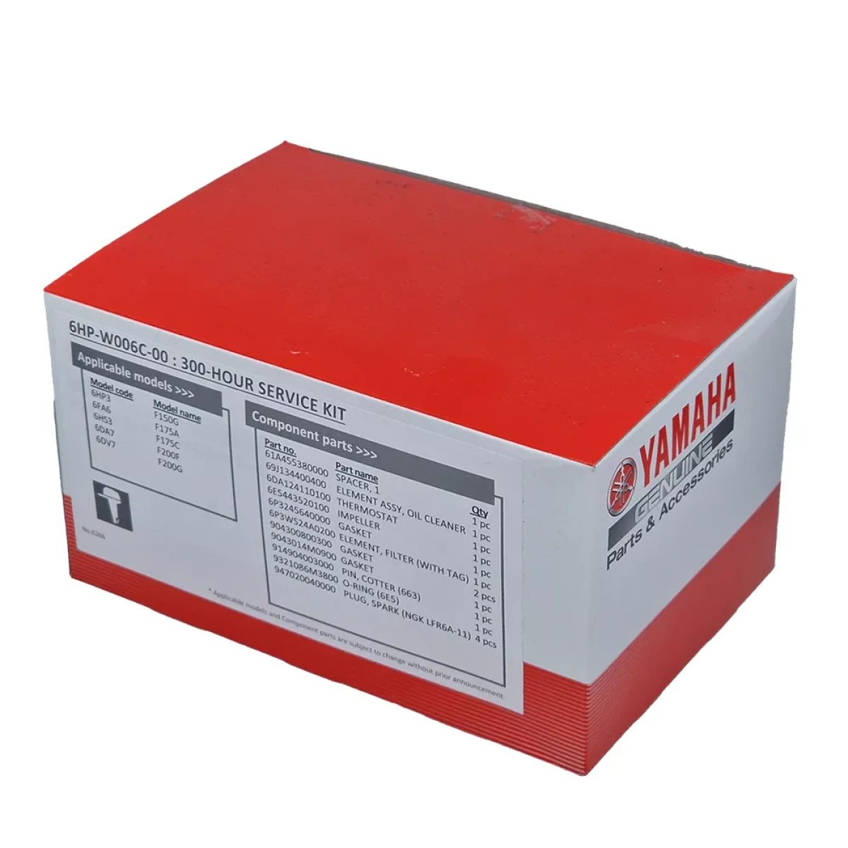 6HPW006C0000, 6HPW006C00, 6HP-W006C-00-00, 6HP-W006C-00, Zestaw serwisowy Yamaha 300 mh, Zestaw serwisowy do silników zaburtowych YAMAHA F150G F175A/C F200F F200G - 300 motogodzin