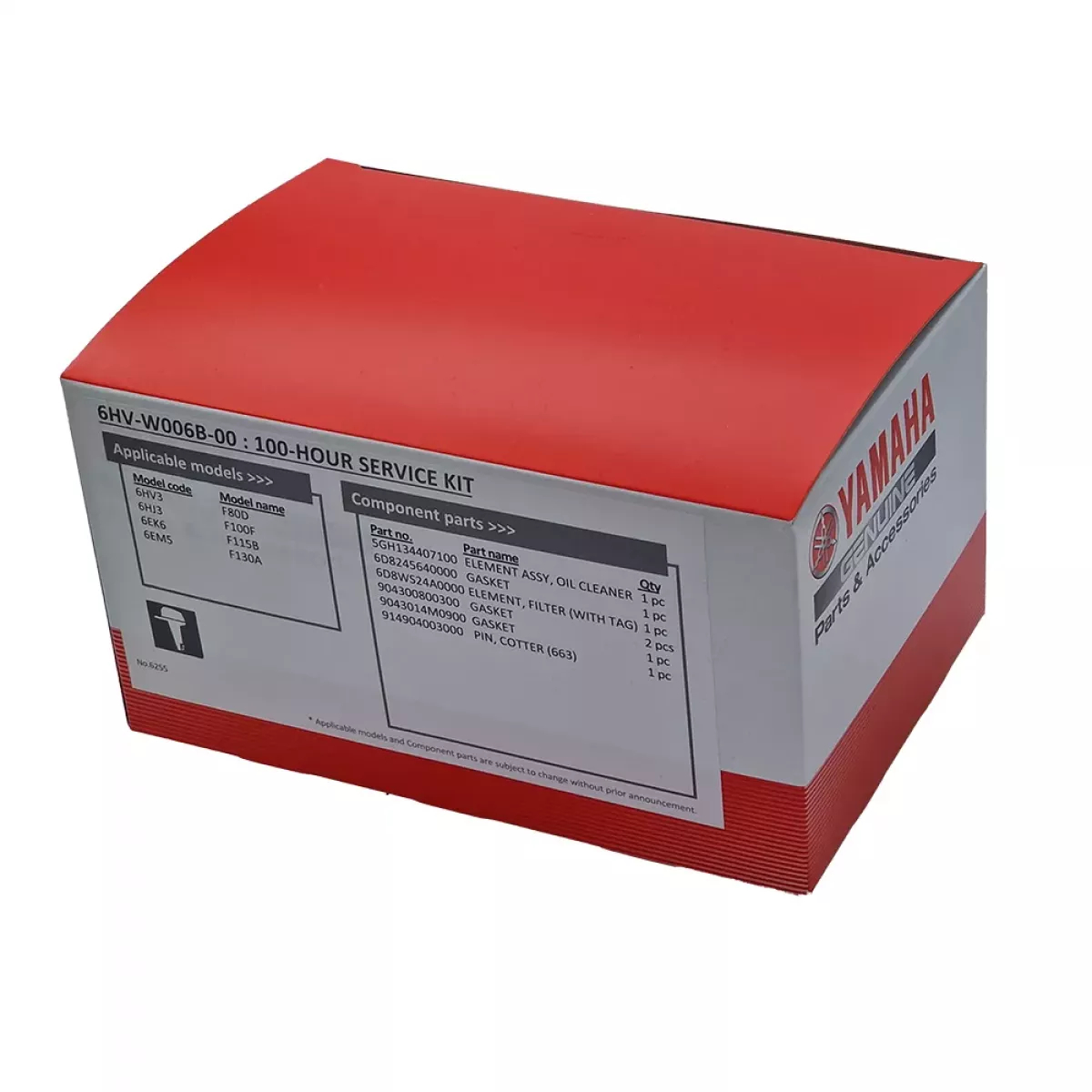 6HVW006B0000, 6HV-W006B-00-00, 6HVW006B00, 6HV-W006B-00, Zestaw serwisowy Yamaha 100 mh, Zestaw serwisowy do silników zaburtowych YAMAHA F80D F100F F115B F130A - 100 motogodzin