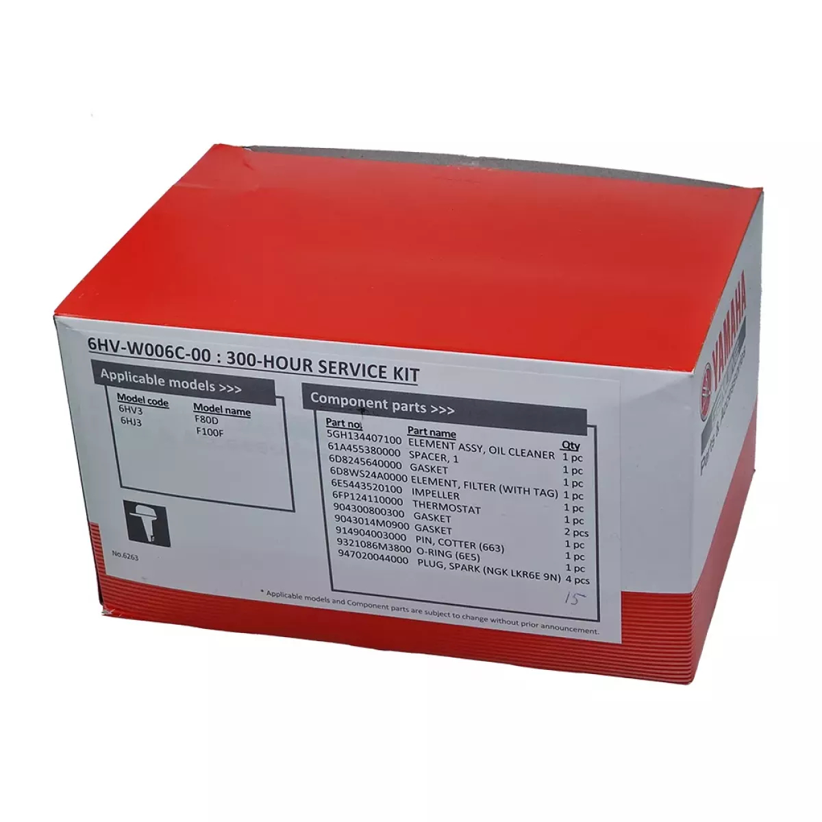 6HVW006C0000, 6HVW006C00, 6HV-W006C-00-00, 6HV-W006C-00, Zestaw serwisowy Yamaha 300 mh, Zestaw serwisowy do silników zaburtowych YAMAHA F80D F100F - 300 motogodzin